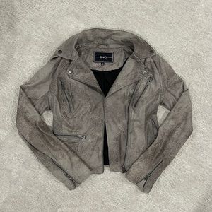 Vintage Gray Faux Leather Moto Jacket